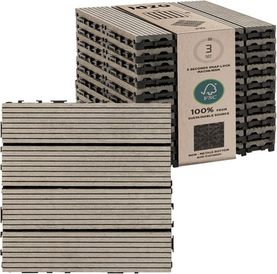 #ad Wood Plastic Composite Deck Tiles Set of 10 Interlocking Grey Patio Pavers $47.99