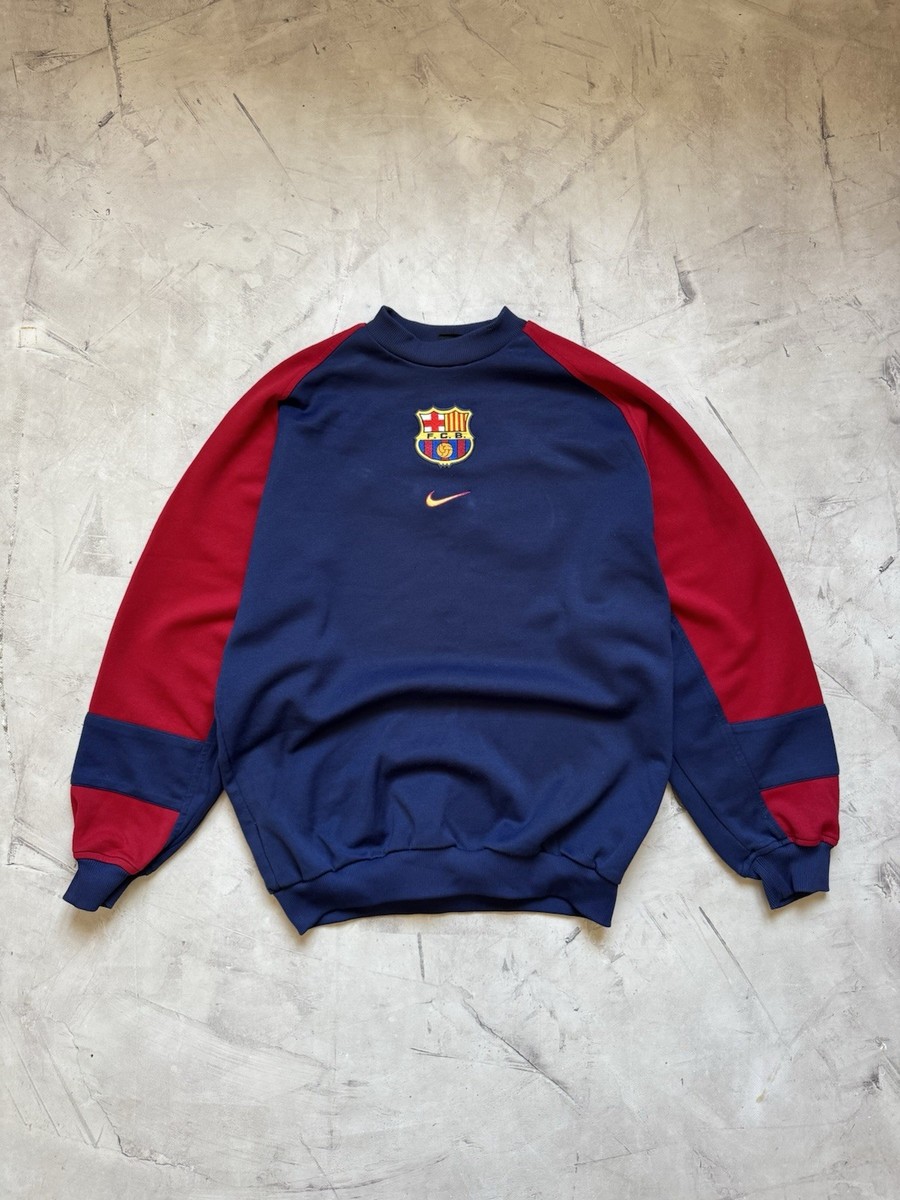 Nike FC Barcelona トレーナー ネイビー/レッド Nike Barcelona 1998/99 Vtg Sweatshirt Central Swoosh Size S | eBay