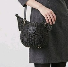 ACCOMMODE Sanrio Kuromi Rattan Shoulder Bag Black NWT w/ Kuromi Padlock Keychain