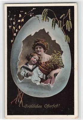 921455) AK Fröhliches Osterfest ! Mutter mit Kind, Zweige, Osterei