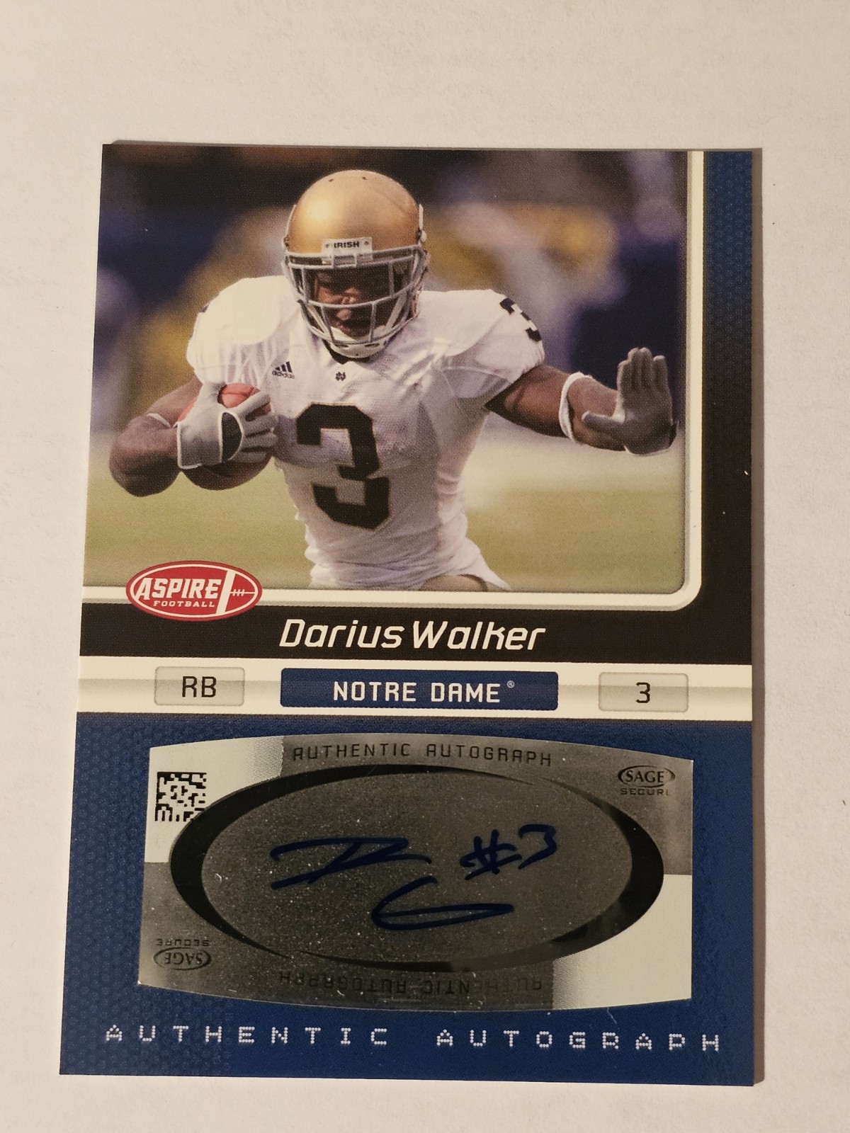 DARIUS WALKER- Card 17R Sage Authentic Autograph 2007 Rookie NEAR MINT 