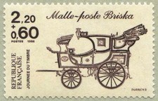 Timbre de 1986 - La malle-poste Briska marron sur beige - N° 2410