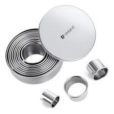 12-Piece 304 Stainless Steel Biscuit Cutter Set - Round Cookie Cutters for Ba...
