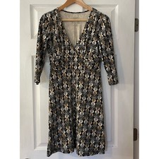 Patagonia V-Neck Geometric Organic Cotton Dress MCM 3/4 Sleeve Faux Wrap Margot