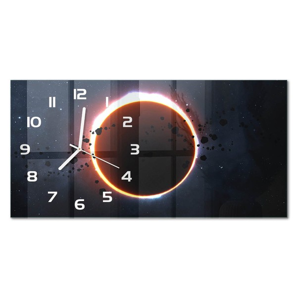 Glasuhr Glas-Wanduhr Ohne TickgeräUsche Sonfinsternis WeißE Zeiger 60X30 Cm-image