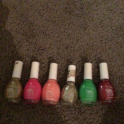 Broadway Gel Strong Gel Nail Polish Set, 6pc Multicolor Glitter Lot