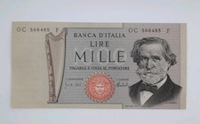 1975 Banca D Italia, Italy - 1000 Lire ITL Banknote, Serial No. OC 566485 F