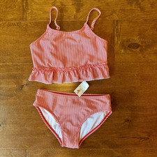 Cat Jack Girls Two-Piece Swimsuit NWT Size M 8 Red Stripes