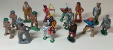 VINTAGE MANOIL BARCLAY LEAD TOY SOLDIER INDIAN COWBOY WOMAN PILOT KNIGHT 15 PCS