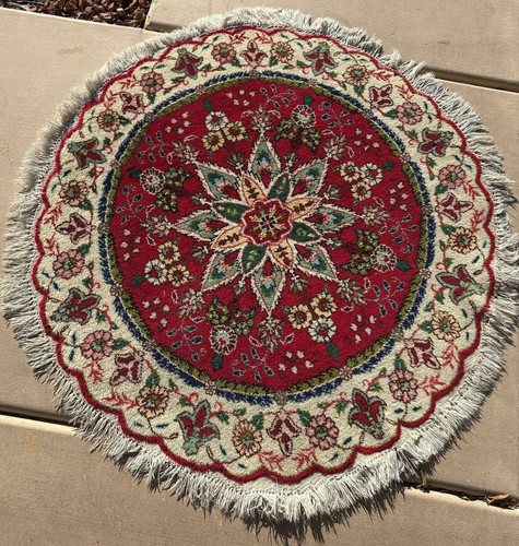 Vintage Tabreez Khoi hand-woven wool Round carpet Oriental carpet 3' 8" Diameter