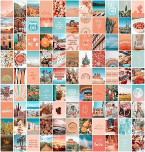 Artivo Peach Teal Aesthetic Wall Collage Kit 100 Set 8x10 Inch Girls Bedroom Ebay