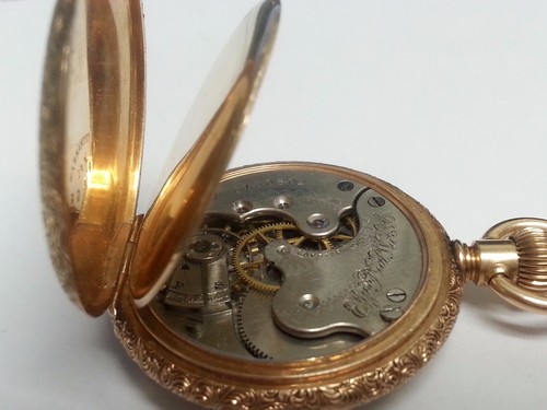 ELGIN GENUINE 14KT GOLD 1893 ANTIQUE TRIPLE HUNTER POCKET WATCH. - Picture 8 of 12