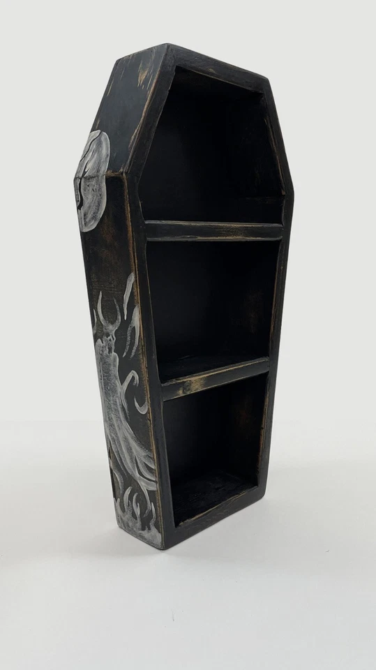 "Librería gótica hecha a mano en forma de ataúd de 18"" estante boticario, libro, Halloween" Foto 2 de 4