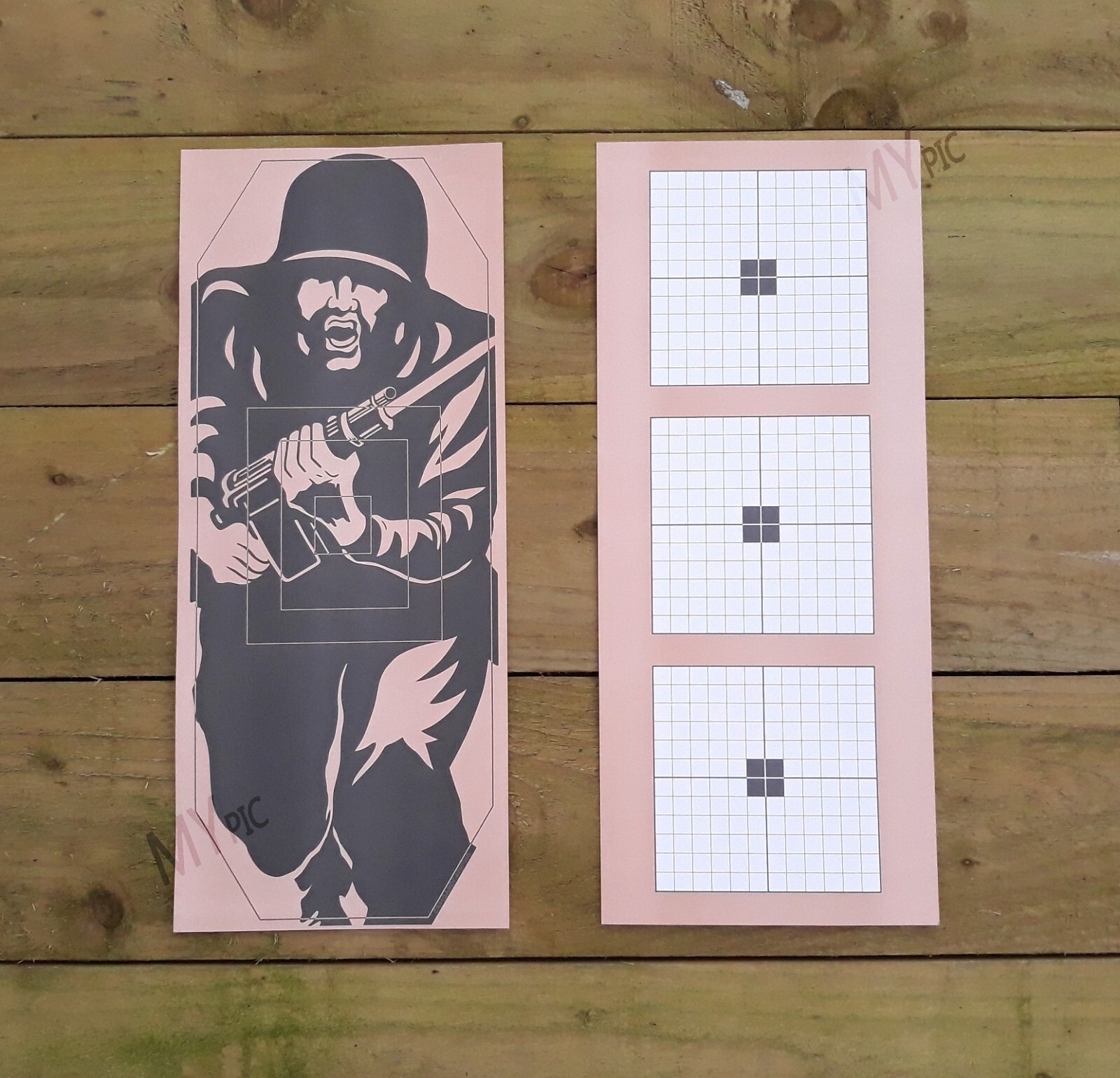 FIG 11 TARGETS CARD (not paper) 2 sided soldier figure & zeroing army