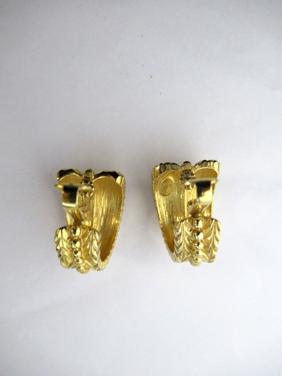 Vintage Kenneth J. Lane Gold Tone Chunky Half Hoop Earrings