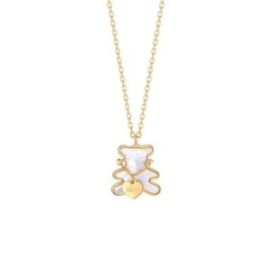 Authentic Cute Bear Pendant Necklaces - Stainless Steel Gold Plated Pendant Chain Necklace