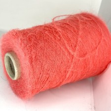 Salmon Pink ALPACA WOOL FLUFFY Yarn Cone LACE WEIGHT Craft USA TARIFF FREE