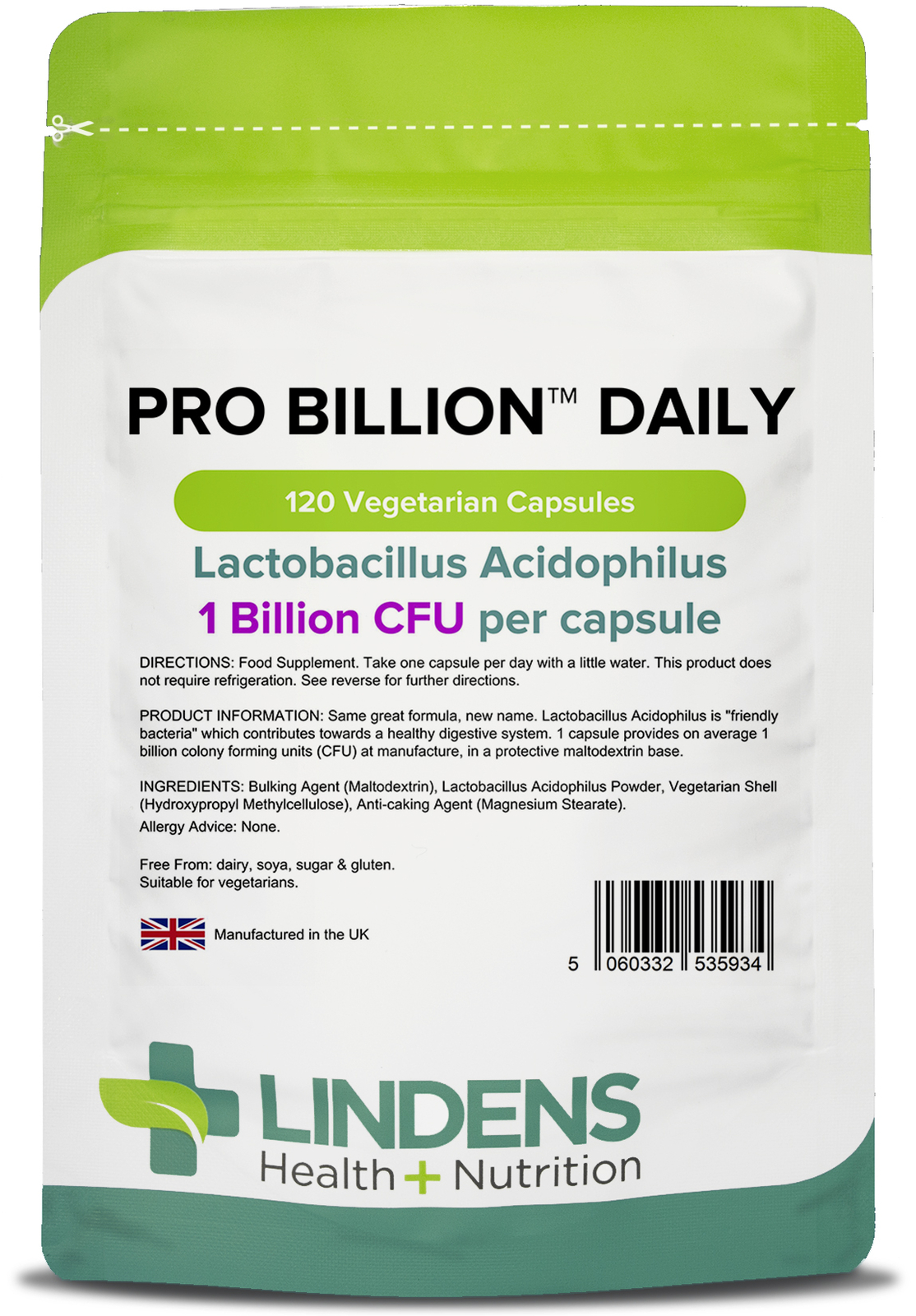Lindens Pro Billion Daily 1Bn Veg Capsules 120 Capsules - Image 3