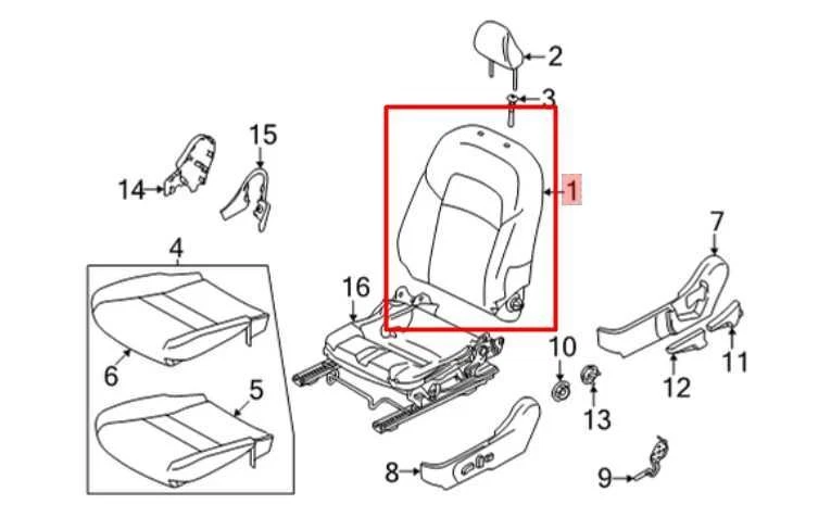 Asiento delantero derecho Nissan Sentra 20-24 respaldo cojín superior 87650-6LB2A OEM *ReaD* Foto 2 de 4
