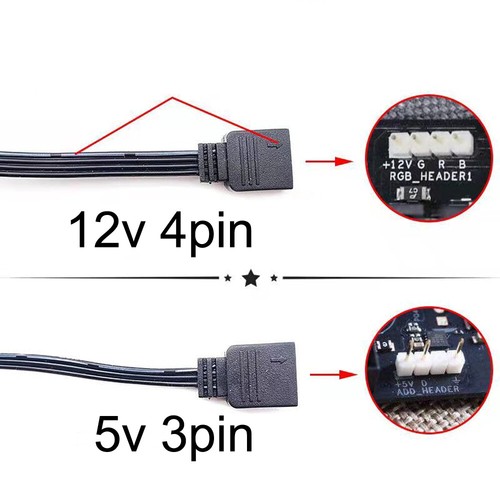 ARGB Splitter Connector 5V 3 Pin 12V 4pin Extension Cable CP RGB-Header 12V GRB - Picture 9 of 9