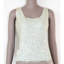 Vintage Boho Beaded Summer Tank Top Festival Bohemian Top Size Medium