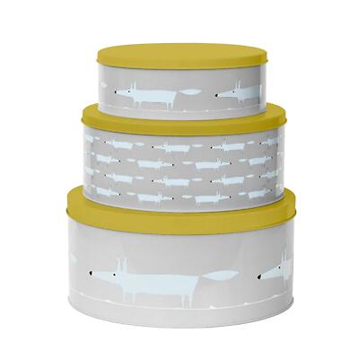 Scion Mr Fox Set of Round Cake Tins Grey UK