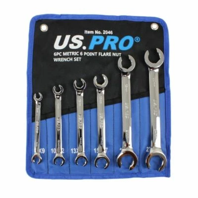 US.PRO US PRO 6pc Metric Brake Flare Nut Wrench Spanner Set 8-24mm 6 Point 2046