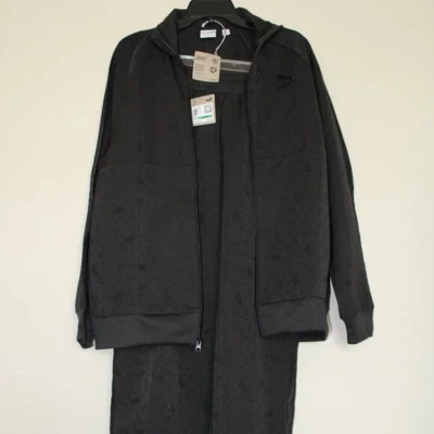 PUMA Paisley Luxe Jacquard Zip-Front Track Jacket and Pants Set, Black, L