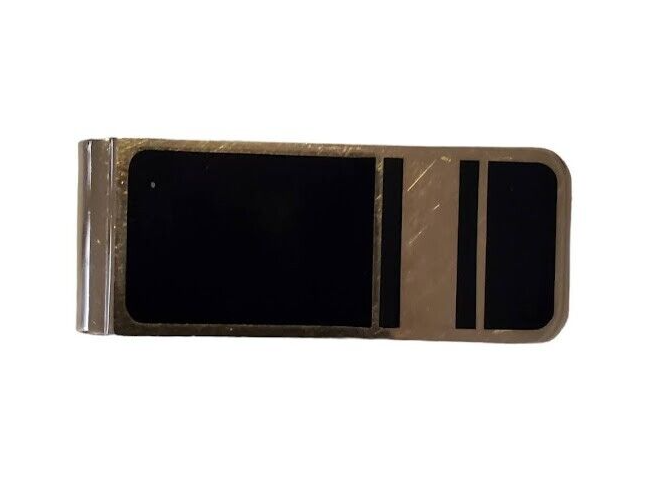 Vintage Gold Money Clip with Black Enamel Stripe – Handcrafted in USA-image