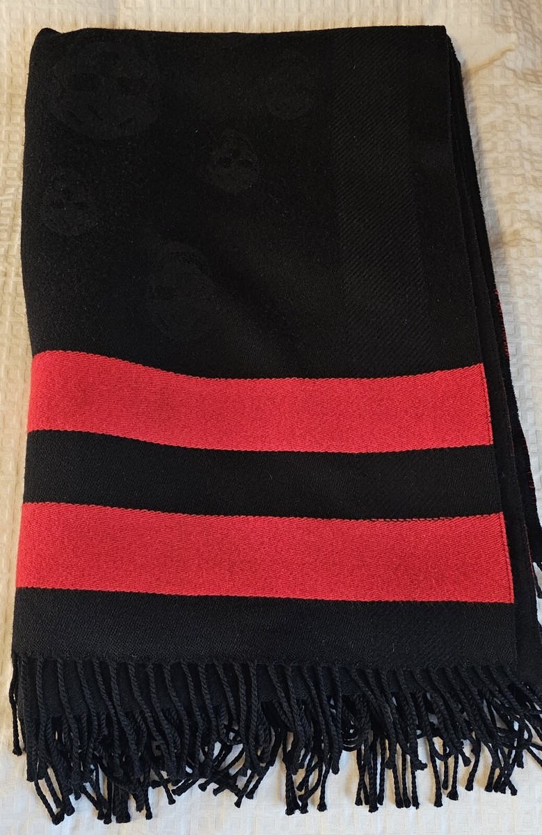 Alexander McQueen Reversible Skull Wool Scarf Black/Red | eBay