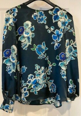 NWT Marella Duetto Top Flowers Print Dark Green Sz 12US Retail $225
