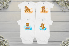 4 er Pack süße Baby Body weiß kurzarm halb...