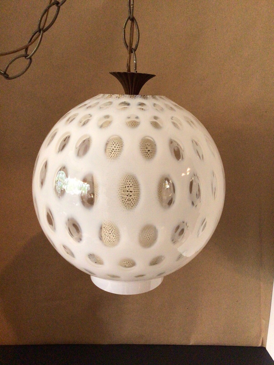 Vintage Fenton *OPALESCENT WHITE COIN DOT* Hanging Swag