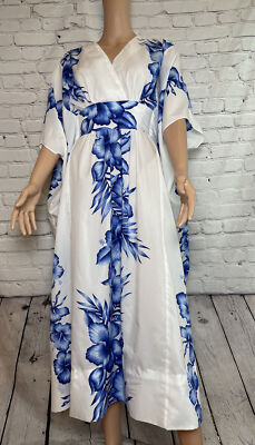 blue and white kimono dress Florina Kimono Maxi Dress, White & Blue Floral main image 1