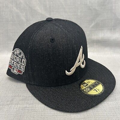 Atlanta Braves New Era 59FIFTY Black Denim Hat Cap Size 7 1 Atlanta Braves New Era 59FIFTY Black Denim Hat Cap Size 7 1