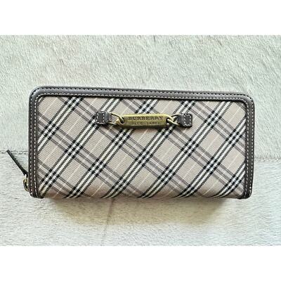 Burberry Blue Label Plaid Zip Around Long Wallet | eBay