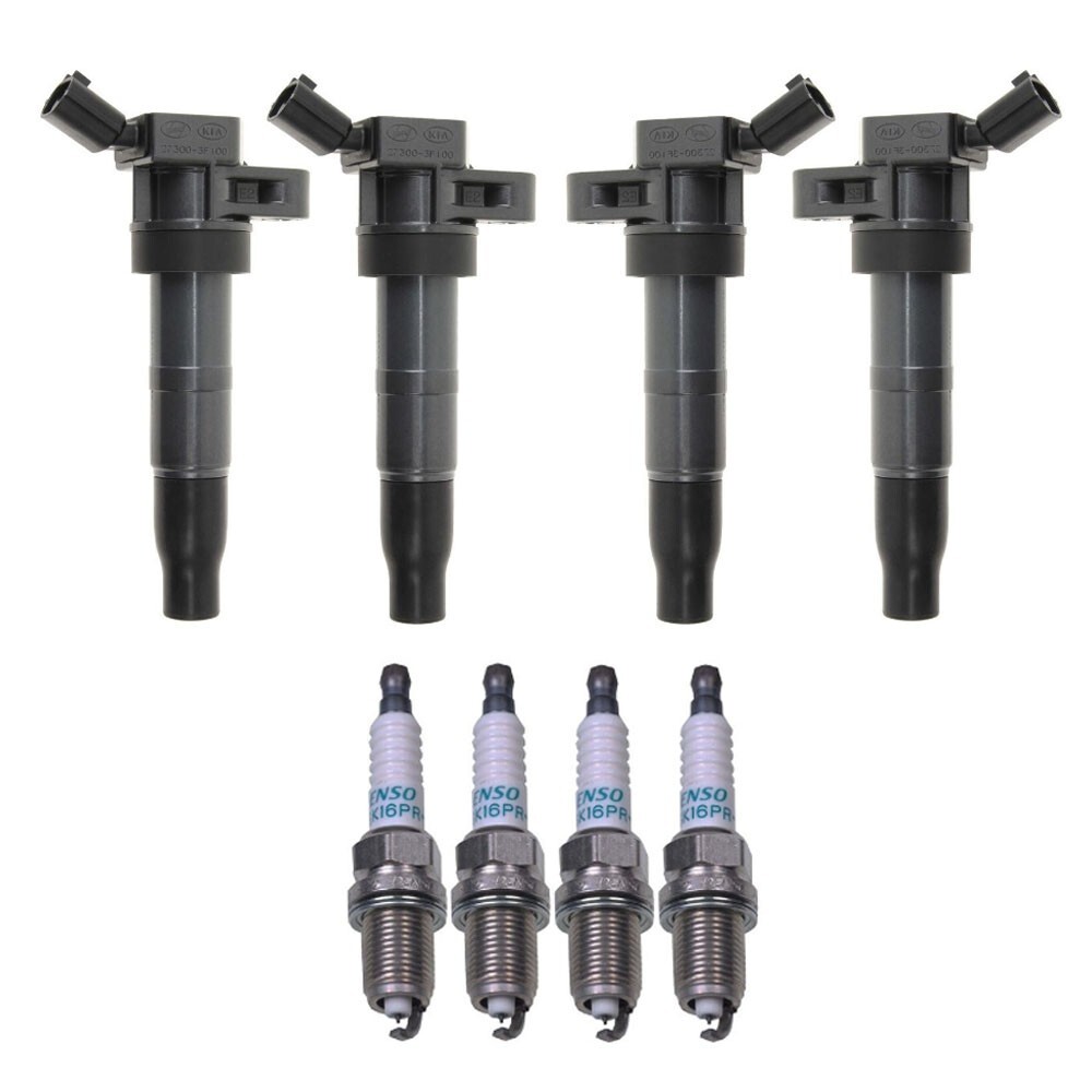 Denso 4 Ignition Coils 4 Iridium Long Life Spark Plugs 0.044 Kit For Hyundai 2.4