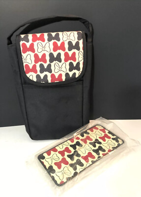 Disney Baby Insulated Bottle Bag Hand Bag W/ Hard Case- Minnie Mouse Bow. 10 x6 