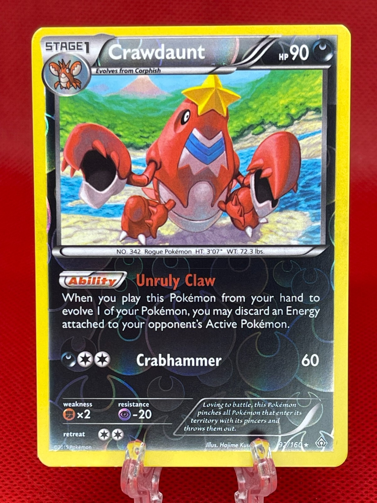 Pokémon TCG Crawdaunt 92/160 Reverse Holo Rare Primal Clash X&Y English 2015 LP