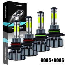 9005 9006 LED Headlights Kit Combo Bulbs 6500K High Low Beam Super White Bright