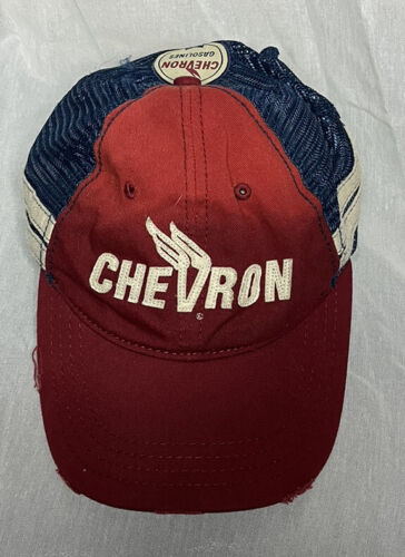 Vintage Chevron Gasoline Trucker Cap Hat Adjustabl