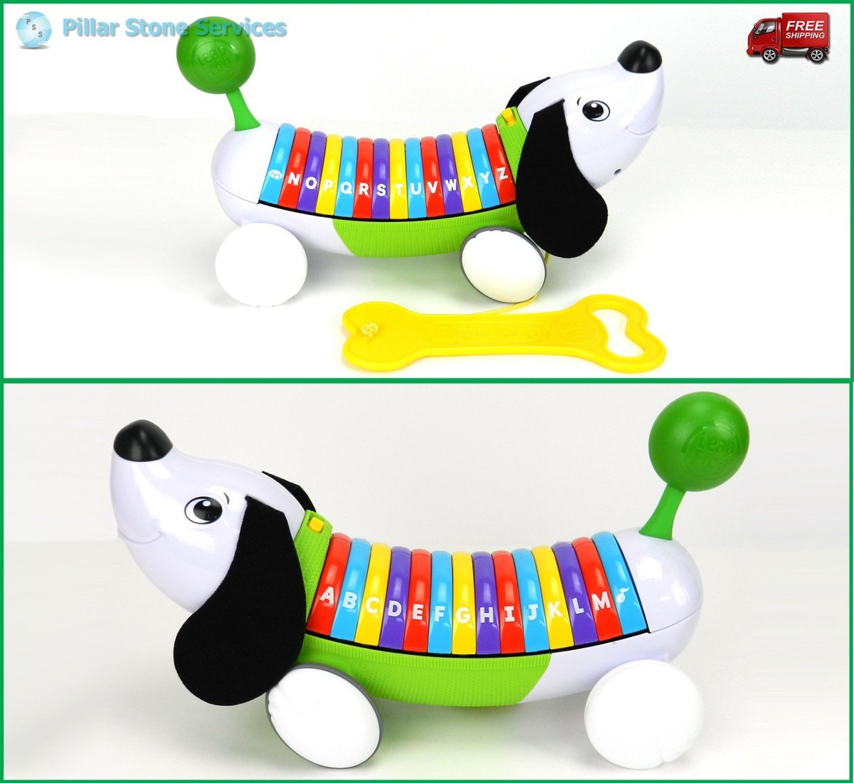Leap Frog Alphapup Green Pull Along Educational Learning Alphabet