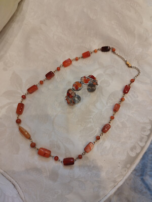 Schmuck Konvolut Halskette und Armband aus Steinen, Karneol, Aventurin