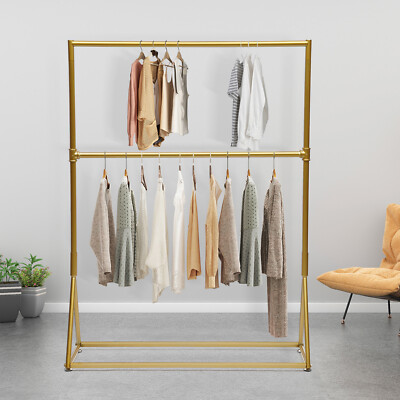 Retro Industrial Clothing Garment Rack 1.6m Freestanding Metal Clothes Rack NEW