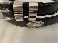 Black Leather Belt With Running Horse Conchos 28,30,56