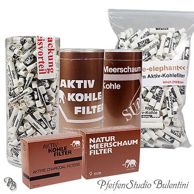 9mm WHITE ELEPHANT Activated Carbon/Sea Foam Filters, Meerschaum Pipe Filter