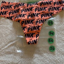 Pink By Victoria  s Secret Medium Orange No-Show Halloween Thong Panties