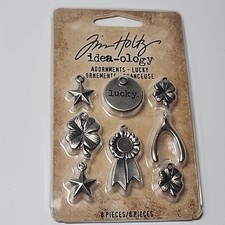 NIP Tim Holtz Idea-ology Lucky Metal Adornments 8Pc TH94131 St Patricks Day NEW