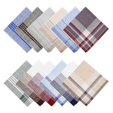 12-pack Classic Style Pure Cotton Men's Handkerchiefs, highly absorbent and