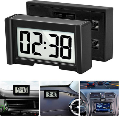 Youngfly Small Digital Clock, Mini Car Dashboard 0.7*3.5*4.7 inch, Black 